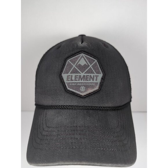 Element Mesh Snap Back Trucker Hat One Size Dark Gray Herringbone Pattern Patch - Picture 1 of 14